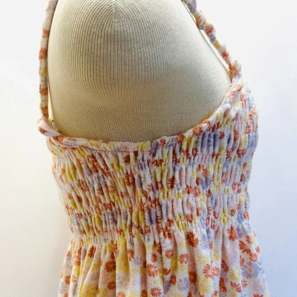 NWT SO Juniors Pullover Square Neck Terry Cloth Smocked Peplum Floral Tank Large - Picture 9 of 12